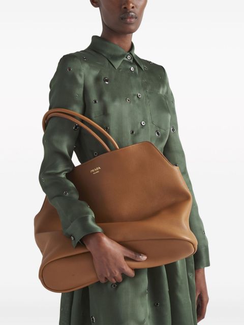 Prada large leather tote bag - Brown
