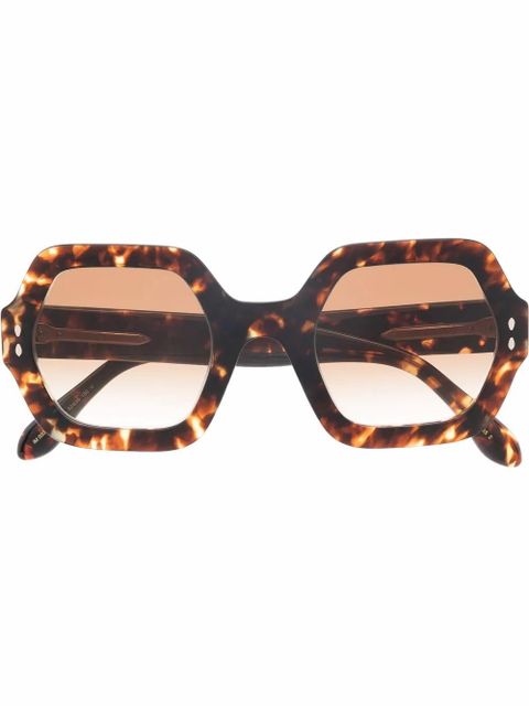 Isabel Marant Eyewear tortoiseshell hexagonal-frame sunglasses - Brown - zdjęcie produktu nr 1