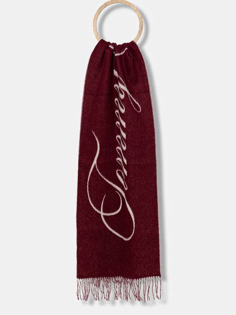 Tommy Hilfiger szalik wełniany damski kolor bordowy wzorzysty AW0AW17786