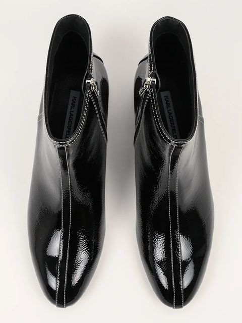 Karl Lagerfeld botki skórzane BONNIE damskie kolor czarny na słupku KL30351