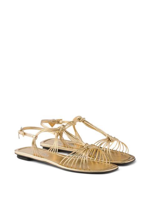 Prada leather flat sandals - Gold - zdjęcie produktu nr 2