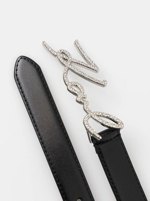 Karl Lagerfeld pasek skórzany K/SIGNATURE damski kolor czarny B1W33101 - zdjęcie produktu nr 2