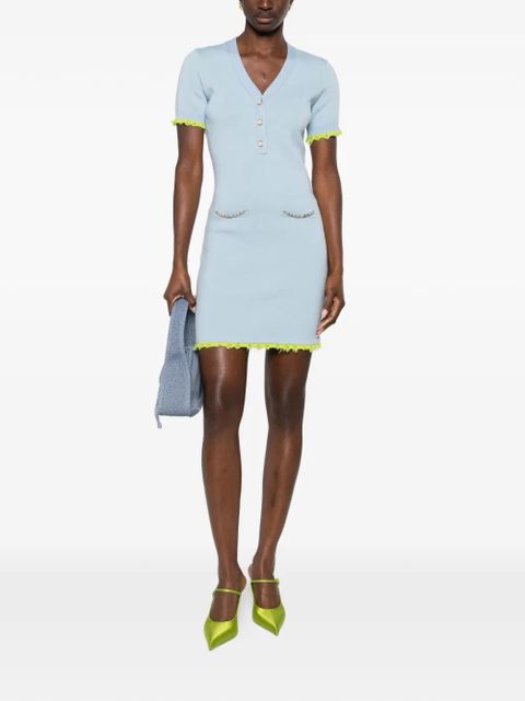 Casablanca pearl-embellishment mini dress - Blue - zdjęcie produktu nr 2