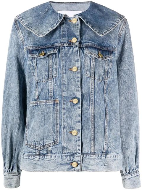 GANNI Peter Pan-collar denim jacket - Blue
