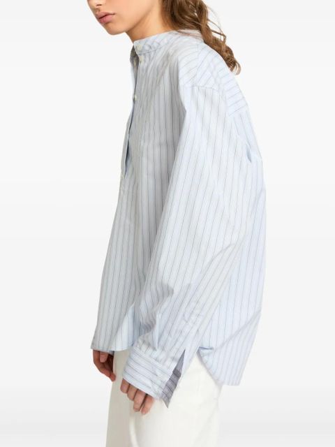 Yves Salomon striped cotton poplin blouse - Blue