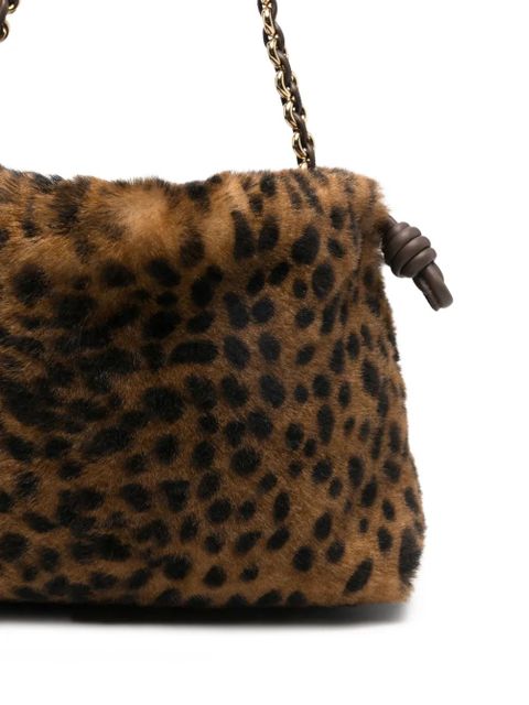LOEWE leopard chain clutch bag - Brown