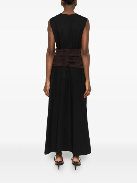Tory Burch ruched-detail sleeveless midi dress - Black