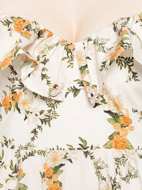 Agua By Agua Bendita ruffled floral-print mini dress - Neutrals