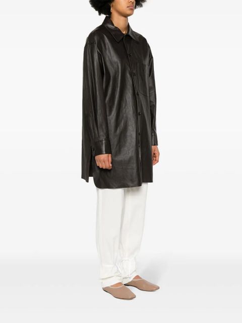 LEMAIRE leather side-slits shirt - Brown