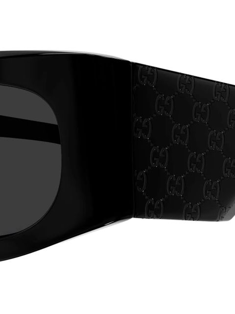 Gucci Eyewear embossed-logo rectangle-frame sunglasses - Black