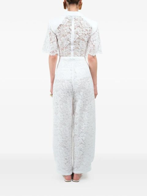 Rowen Rose lace short-sleeves polo shirt - White