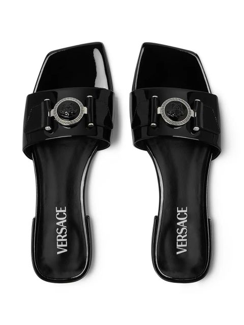 Versace Medusa patent-finish leather sandals - Black