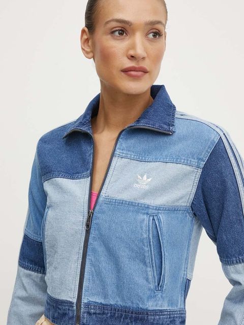 adidas Originals kurtka jeansowa damska kolor niebieski przejściowa IU2464