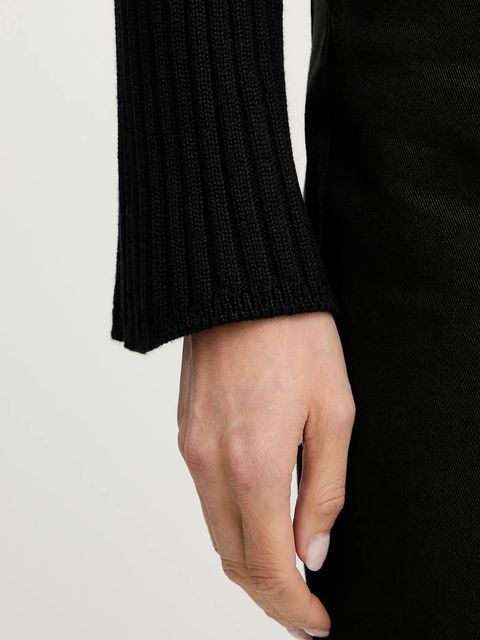 Luisa Spagnoli sweter wełniany damski kolor czarny z golfem 100120