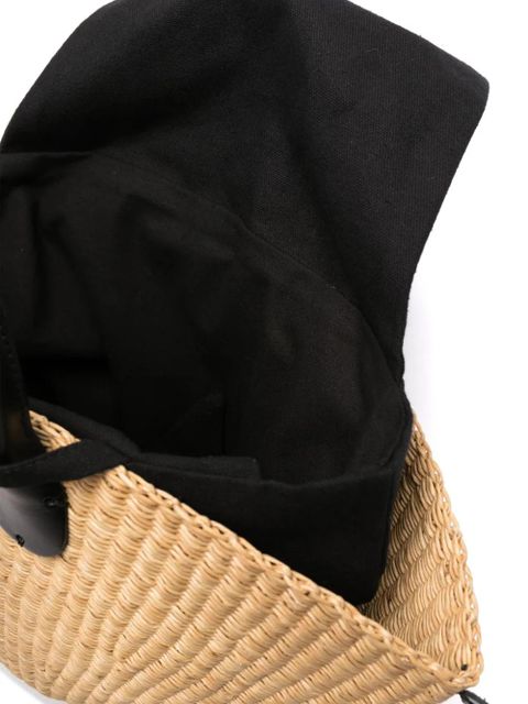 Muun trapeze straw tote bag - Black