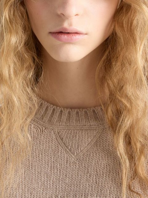 Prada logo-jacquard crew-neck sweater - Neutrals