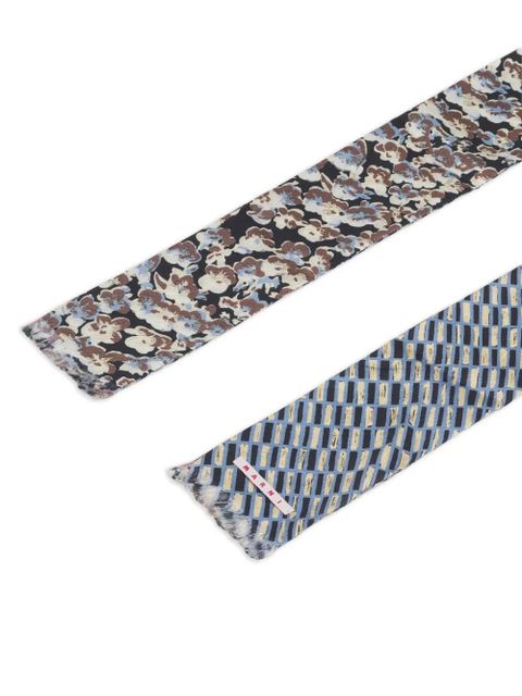 Marni double-sided frayed scarf - Blue