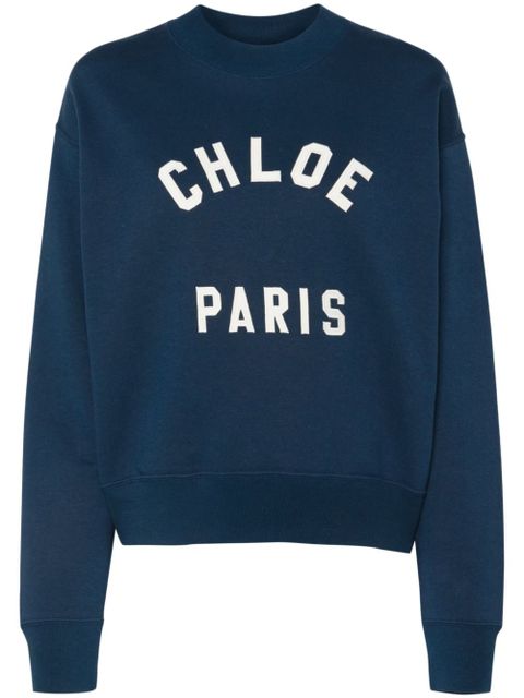 Chloé mock-neck logo-patch sweatshirt - Blue - zdjęcie produktu nr 1