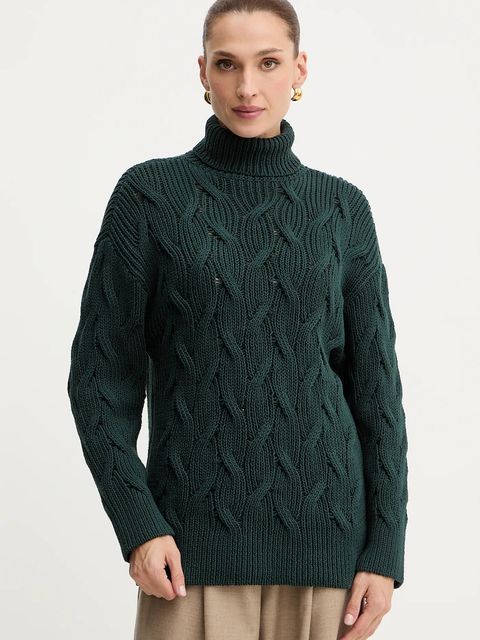 Armani Exchange sweter damski kolor zielony lekki z golfem XW000780 AF16638 - zdjęcie produktu nr 1