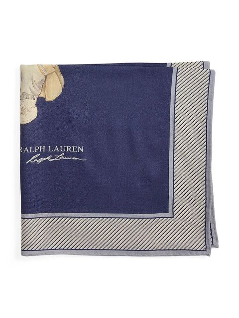 Polo Ralph Lauren apaszka z wełną i jedwabiem damska kolor granatowy wzorzysta 455981446 - zdjęcie produktu nr 2