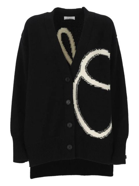Off-White logo-intarsia wool cardigan - Black - zdjęcie produktu nr 1