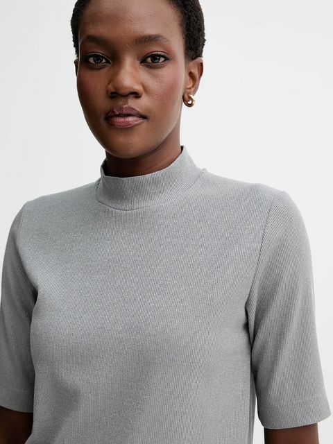 Marc O'Polo t-shirt damski kolor szary z półgolfem 510217451255