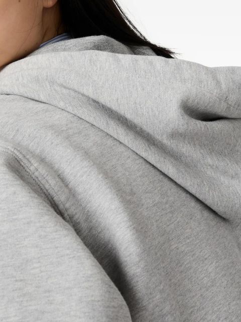 Miu Miu raw-cut zip-up cropped hoodie - Grey