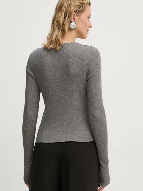 Samsoe Samsoe kardigan z domieszką wełny SASONNET kolor szary lekki F24300033