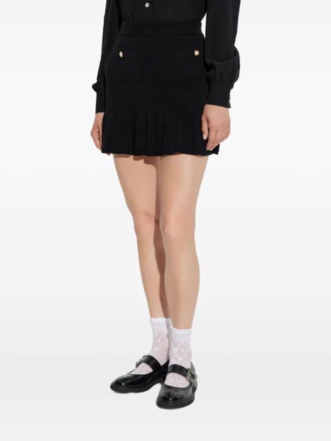 Alessandra Rich pearl-embellished ruffled skirt - Black