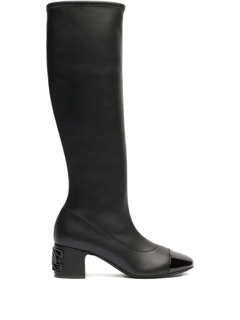 Casadei 50mm leather knee-high boots - Black - zdjęcie produktu nr 1