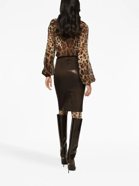 Dolce & Gabbana leopard-print silk blouse - Brown
