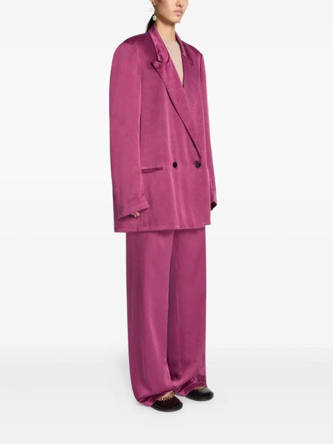 DRIES VAN NOTEN double-breasted satin blazer - Purple