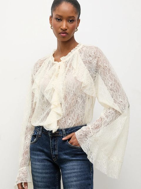 Answear.LAB bluzka damska kolor beżowy w kwiaty - zdjęcie produktu nr 1