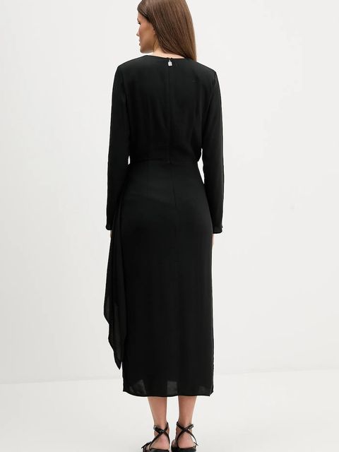 HUGO sukienka kolor czarny maxi rozkloszowana 50547704