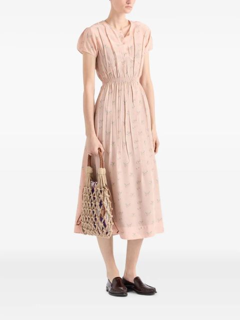 Prada floral pongé midi dress - Pink - zdjęcie produktu nr 2
