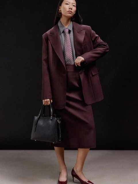 Answear.LAB spódnica kolor bordowy midi ołówkowa - zdjęcie produktu nr 1