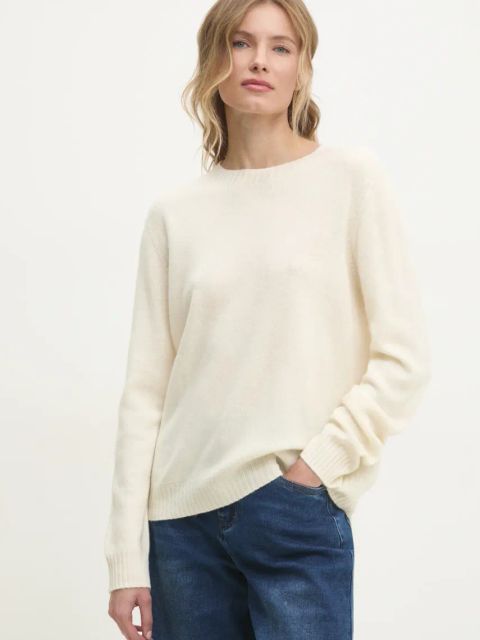 Answear.LAB sweter wełniany damski kolor beżowy lekki