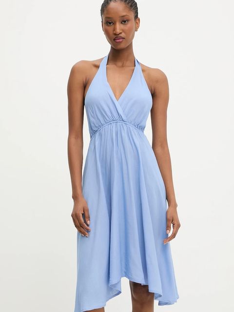 Answear.LAB sukienka kolor niebieski mini rozkloszowana