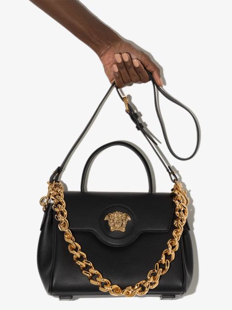 Versace La Medusa leather hand bag - Black