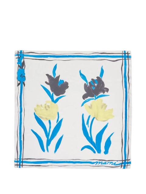 Marni flower stripe silk foulard - White - zdjęcie produktu nr 1