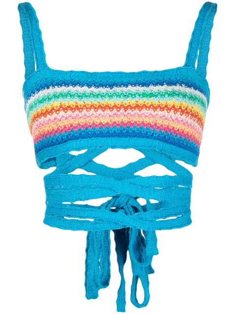 Alanui Over The Rainbow knitted bra - Blue - zdjęcie produktu nr 1
