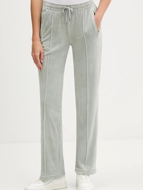 Juicy Couture spodnie dresowe welurowe damskie kolor szary z aplikacją JCWBJ225307 - zdjęcie produktu nr 1