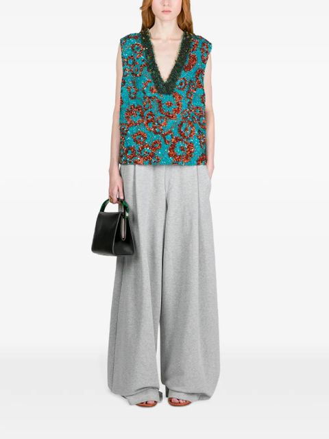 DRIES VAN NOTEN embroidered sleeveless top - Blue