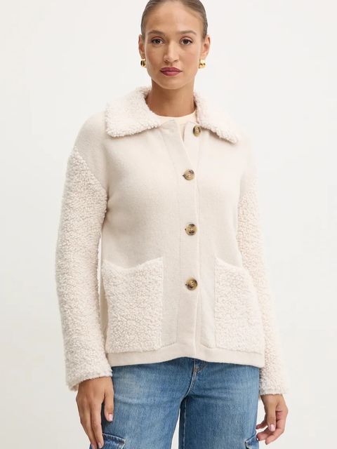 Marella kardigan wełniany kolor beżowy 2423906045200