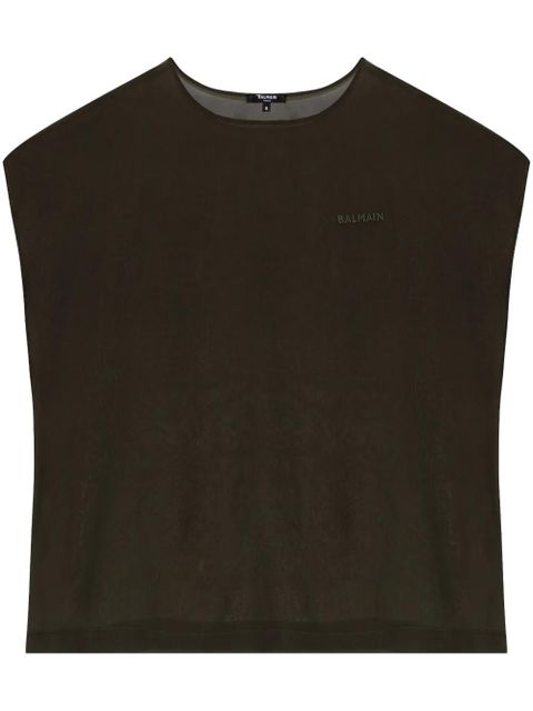 Balmain logo-embroidered T-shirt - Green - zdjęcie produktu nr 1