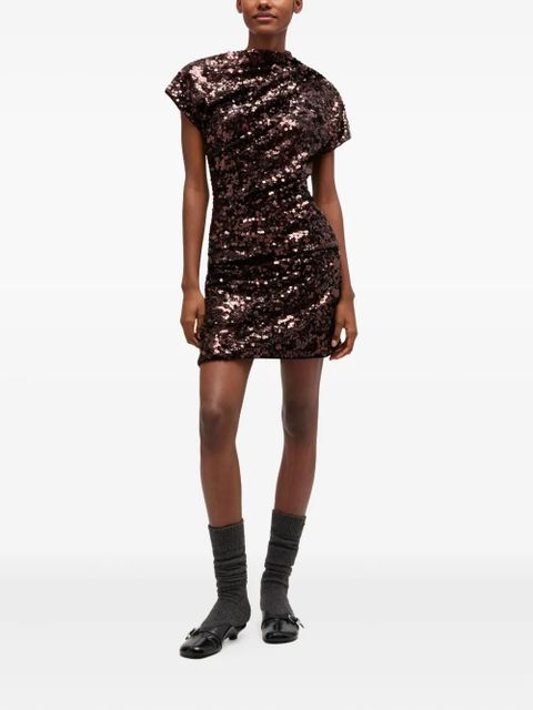 GANNI sequin short-sleeve mini dress - Brown - zdjęcie produktu nr 2