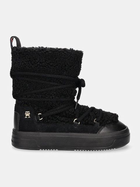 Tommy Hilfiger śniegowce LACE-UP FAUX SHEARLING SNOWBOOT kolor czarny FW0FW08252