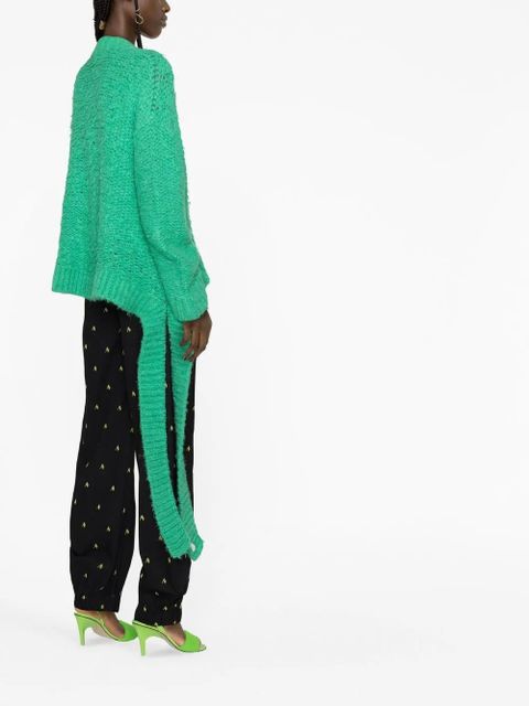 The Attico open-knit V-neck jumper - Green