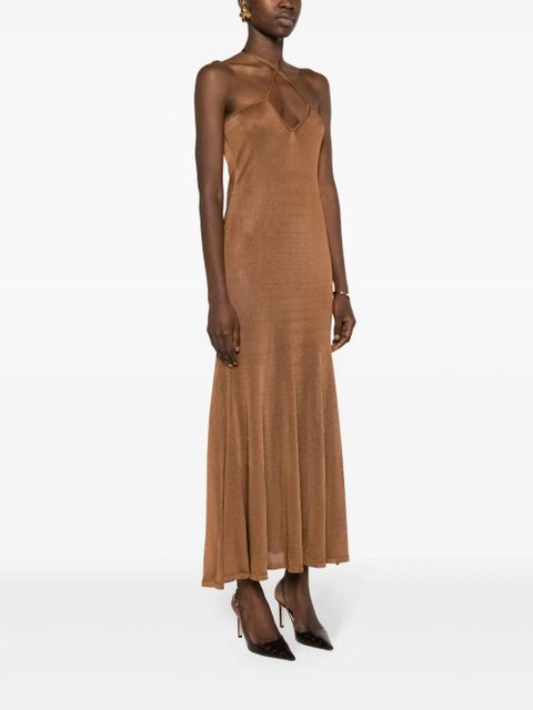 TOM FORD halterneck flared maxi dress - Brown - zdjęcie produktu nr 2