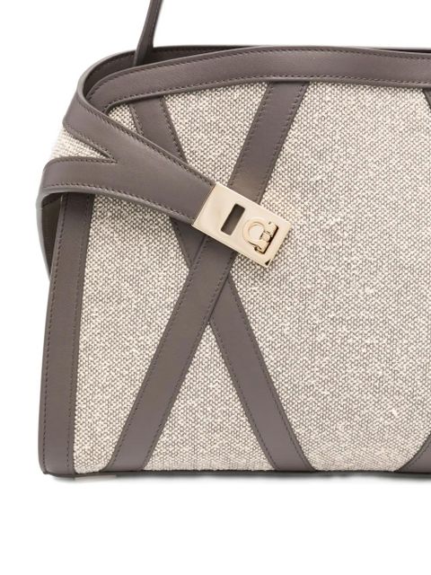 Ferragamo Hug leather-trimmed tote bag - Grey